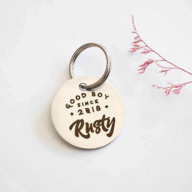 Personalised Silver 'Good Boy' Design Animal ID Tag