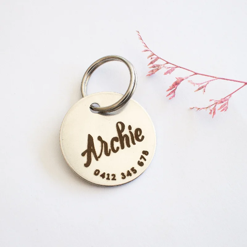 Personalised Silver Minimal Design Animal ID Tag