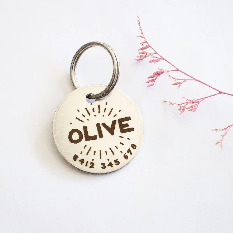 Personalised Silver Starburst Design Animal ID Tag